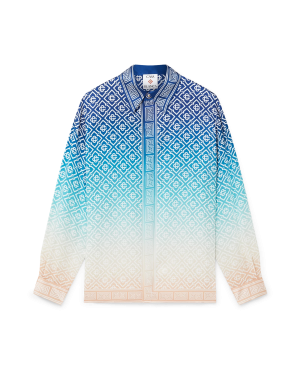 Jacquard Gradient Long Sleeve Silk Shirt