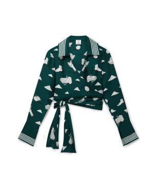 Metaphysical Long Sleeve Silk Wrap Shirt