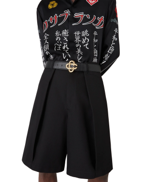 Mens Black Gold CC Logo Buckle Belt