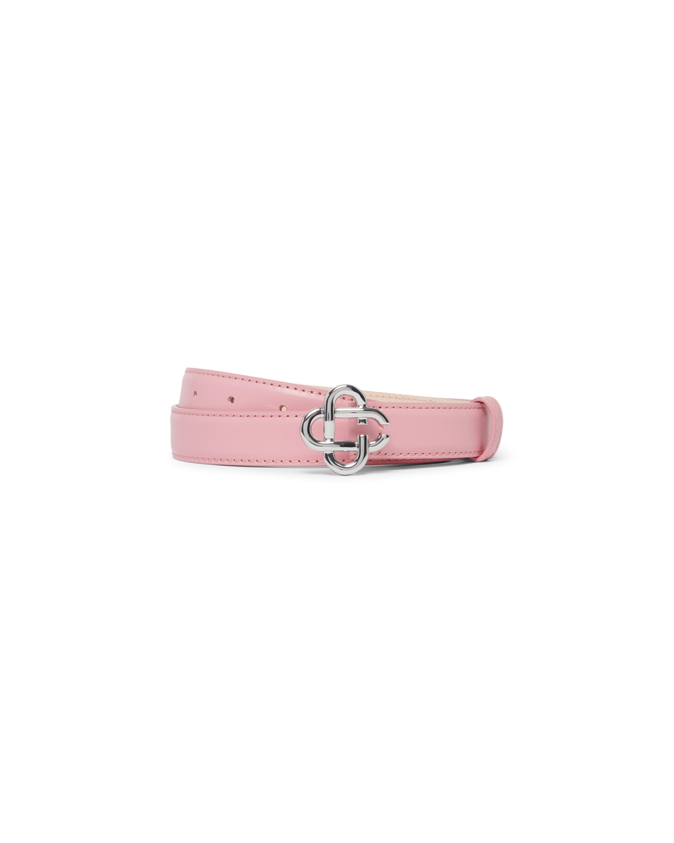 Women's Pink Silver CC Logo Buckle Belt