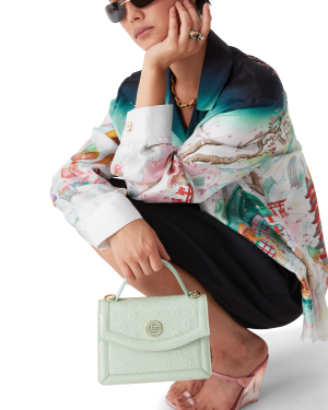 Mint Monogram Embossed Mini Jeanne Bag