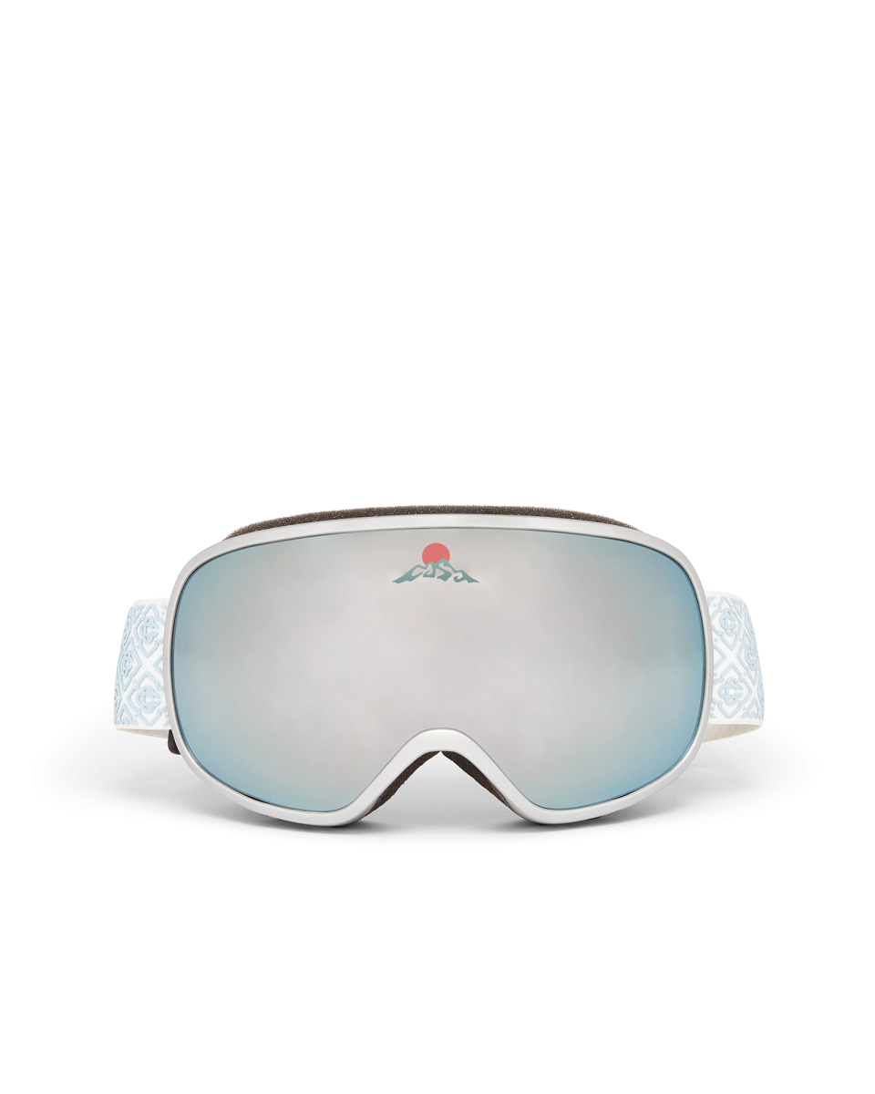Silver & White Gradient Ski Goggles
