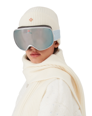 Silver & White Gradient Ski Goggles