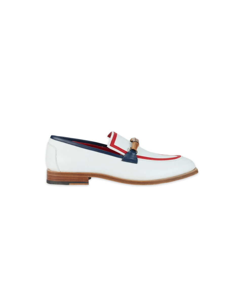 White & Red Leather Envelope Loafer