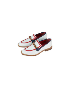 White & Red Leather Envelope Loafer