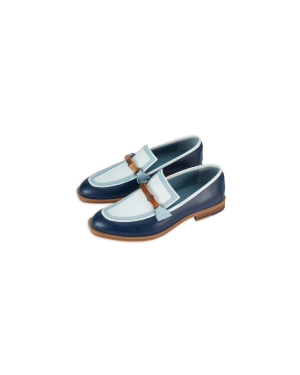 Navy & White Leather Loafer