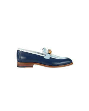 Navy & White Leather Loafer