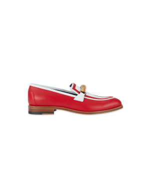 White & Red Leather Loafer