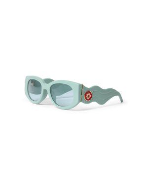 Acetate & Metal Oval Wave Sunglasses