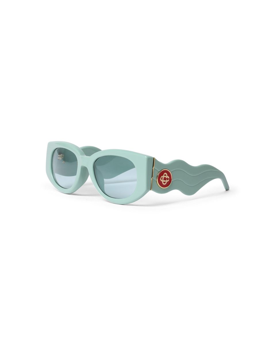 Acetate & Metal Oval Wave Sunglasses