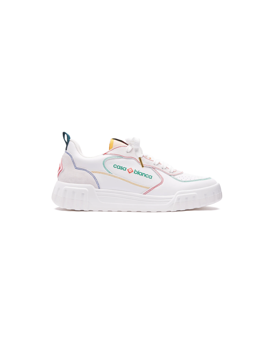 Men's Court White & Multicolour Sneakers