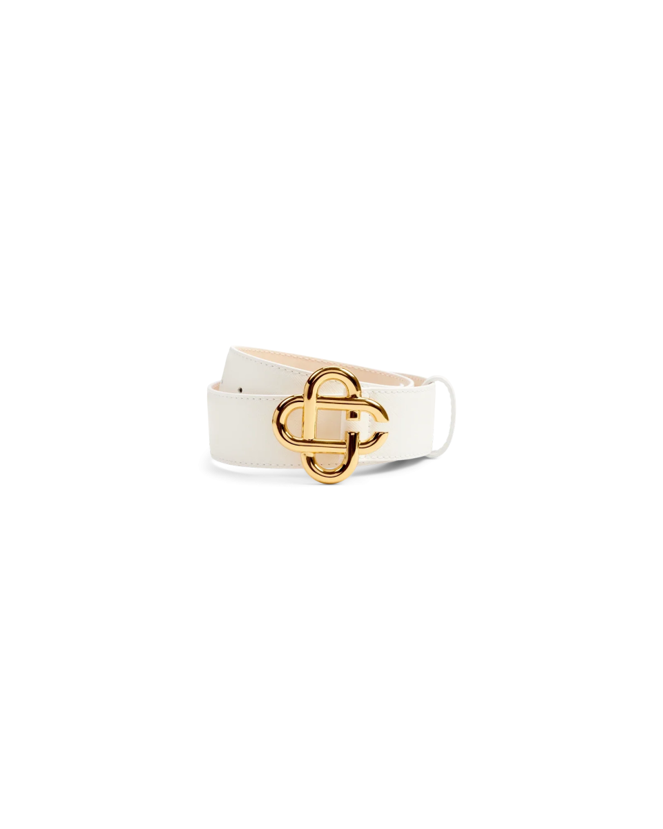 Womens White CC Logo Buckle Belt