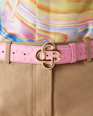 Pink Embossed CC Logo Belt
