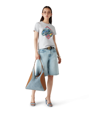 Monogram Denim Hobo Bag