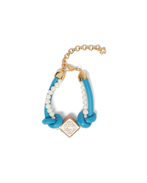 Blue Knotted Pearl Bracelet