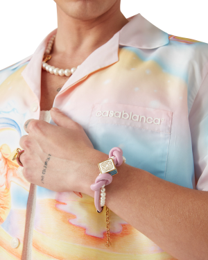 Pink Knotted Pearl Bracelet