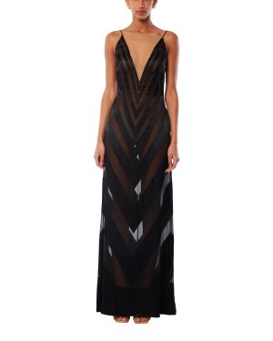 Black Silk Devore Evening Gown