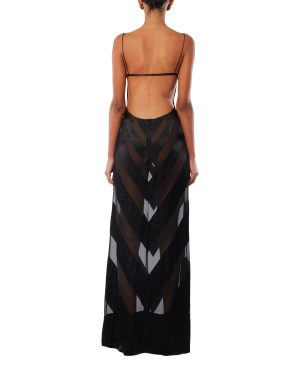 Black Silk Devore Evening Gown
