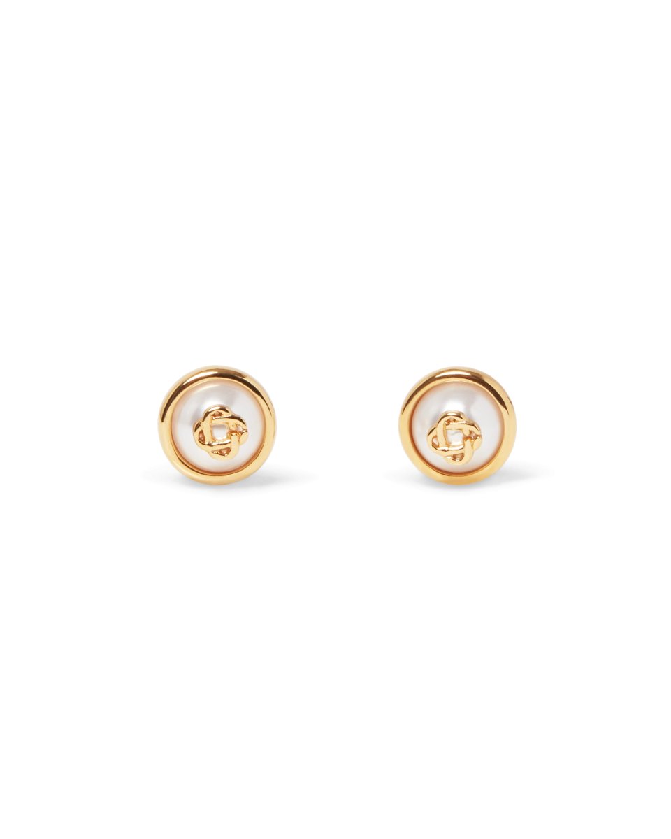 Pearl Logo Stud Earrings