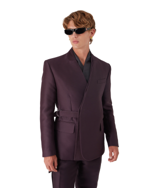 Blend Tailored Wool Silk Wrap Jacket