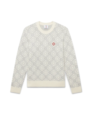 Silver Monogram Mohair Blend Crew Neck