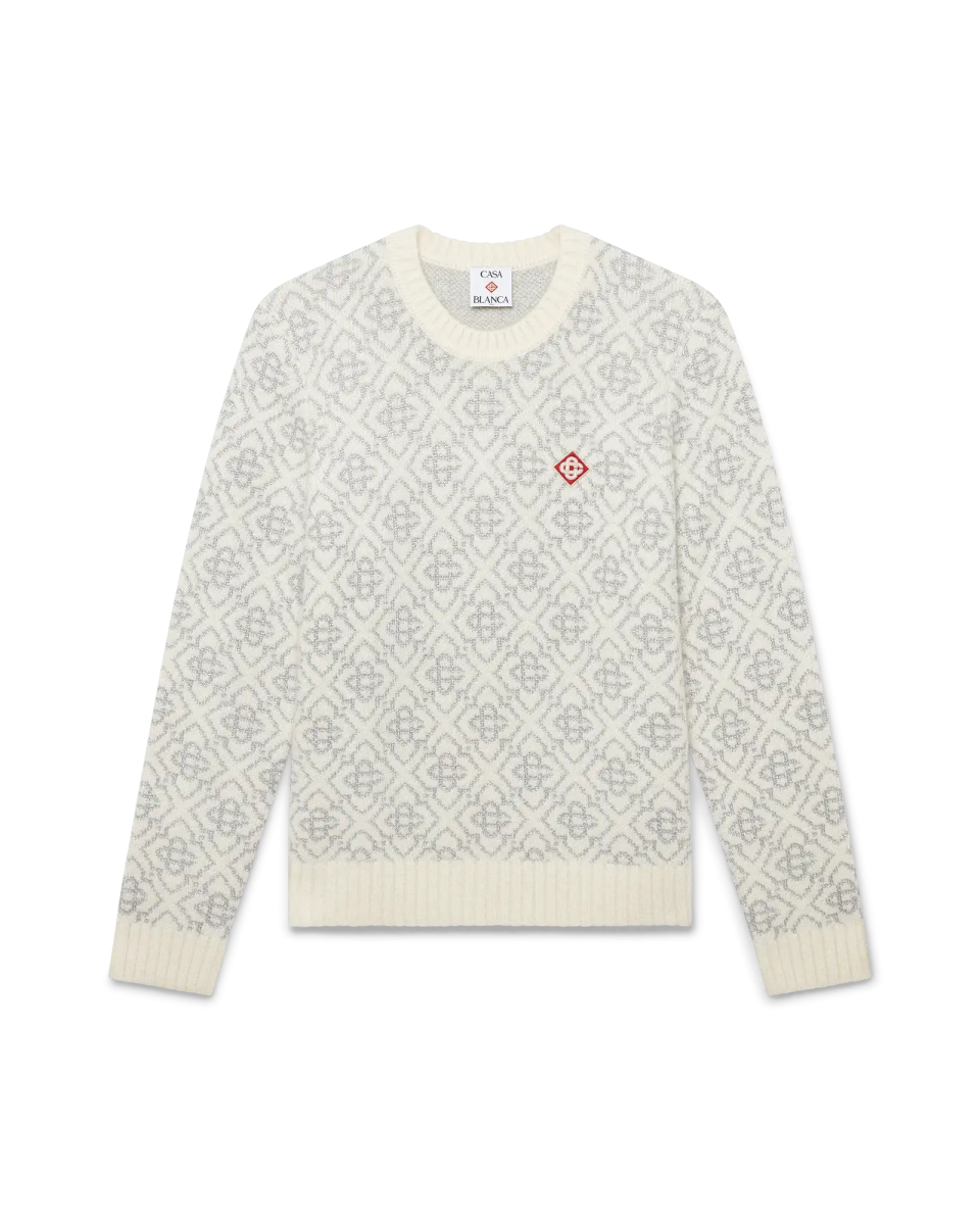 Silver Monogram Mohair Blend Crew Neck