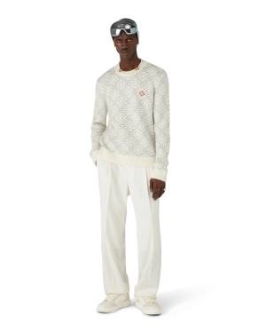 Silver Monogram Mohair Blend Crew Neck