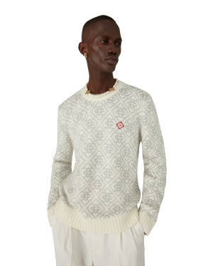 Silver Monogram Mohair Blend Crew Neck