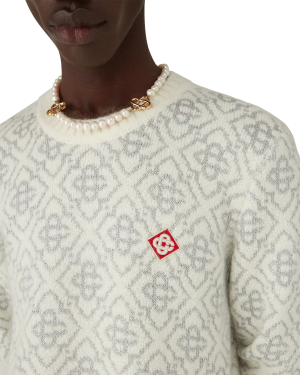 Silver Monogram Mohair Blend Crew Neck