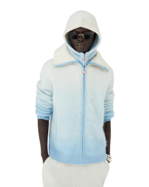 Fluffy Gradient Mohair Zip Jacket