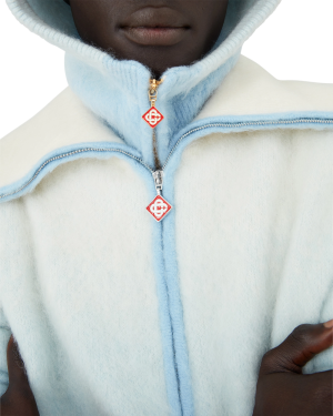 Fluffy Gradient Mohair Zip Jacket