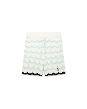 Gradient Wave Cotton Crochet Shorts