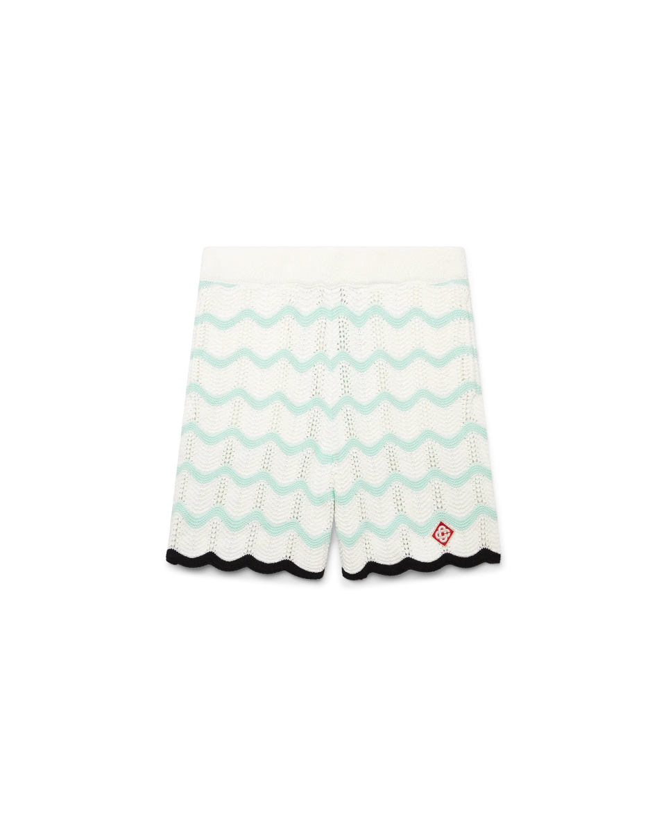 Gradient Wave Cotton Crochet Shorts