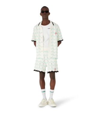 Gradient Wave Cotton Crochet Shorts