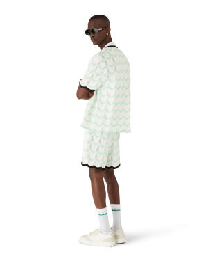 Gradient Wave Cotton Crochet Shorts