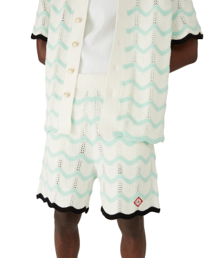 Gradient Wave Cotton Crochet Shorts
