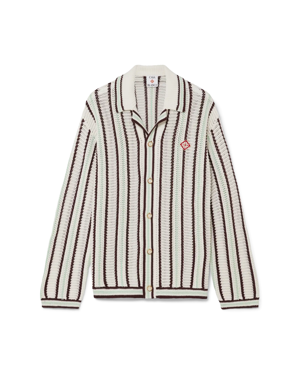 Striped Cotton Crochet Shirt