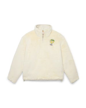 Tennis Mascot Quarter Zip Faux Fur Jacket