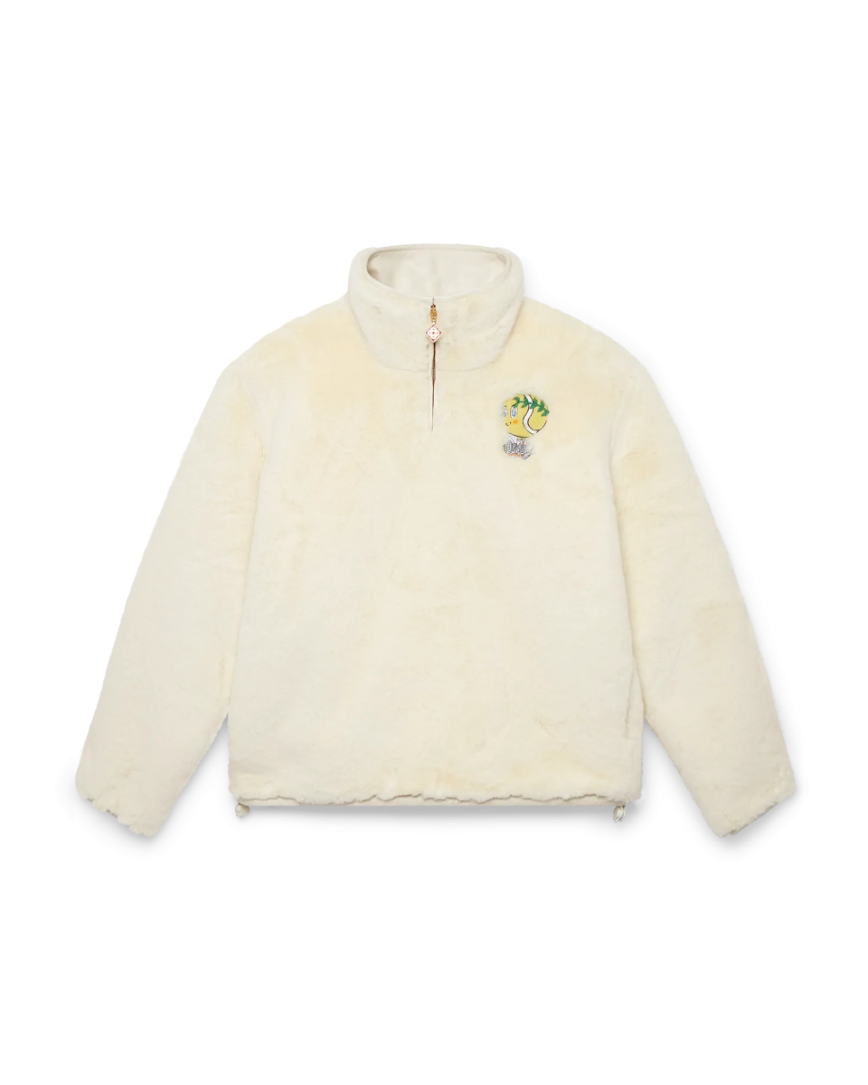 Tennis Mascot Quarter Zip Faux Fur Jacket
