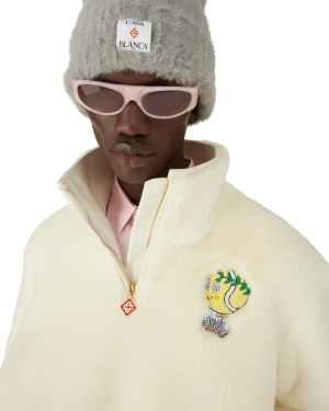 Tennis Mascot Quarter Zip Faux Fur Jacket