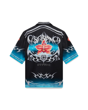 Blades  Short Sleeve Silk Satin Shirt