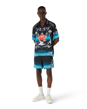 Blades  Short Sleeve Silk Satin Shirt