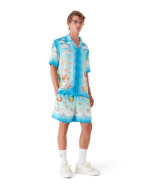 Kawaii Motif Short Sleeve Silk Twill  Shirt