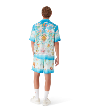 Kawaii Motif Short Sleeve Silk Twill  Shirt