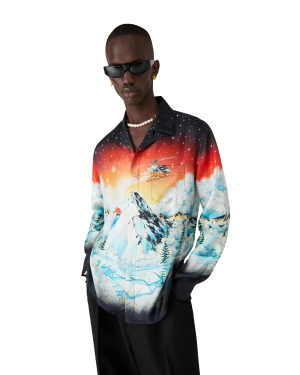 Ski Lake  Long Sleeve Silk Twill Shirt