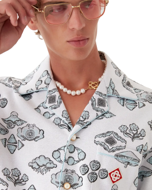 Jacquard Motif Short Sleeve Shirt