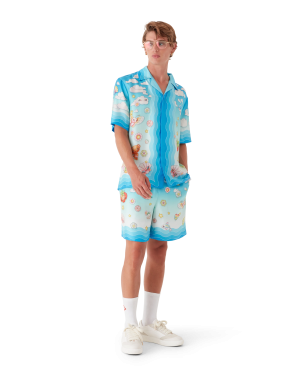 Kawaii Motif Silk Twill Shorts