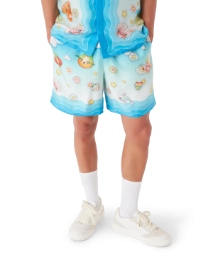 Kawaii Motif Silk Twill Shorts
