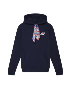 Air Casablanca Patch Silk Scarf Hooded Sweatshirt