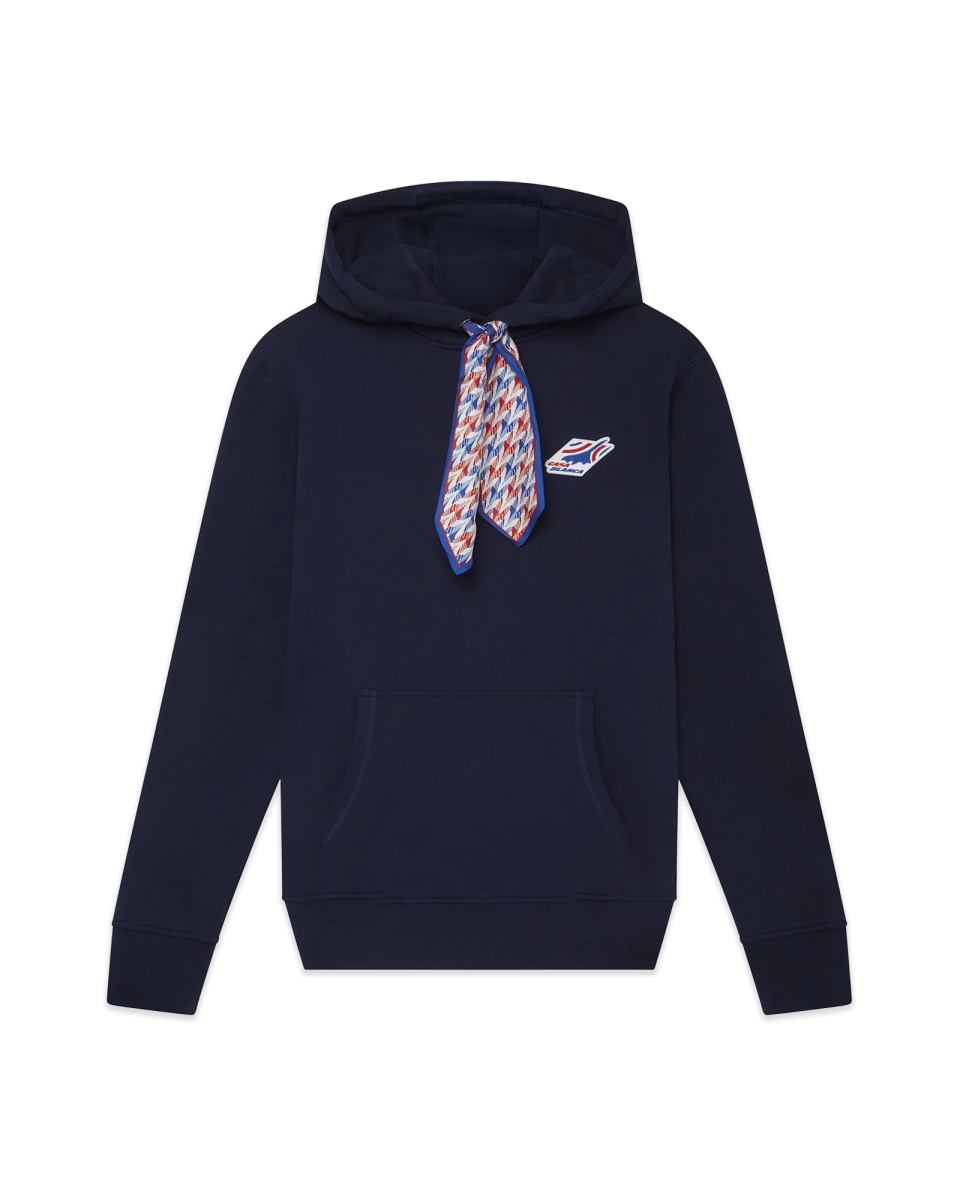 Air Casablanca Patch Silk Scarf Hooded Sweatshirt